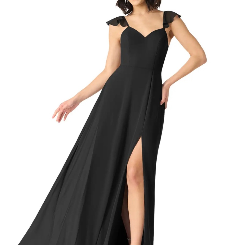 NWT- Azazie Black Maxi Dress with Ruffle Straps